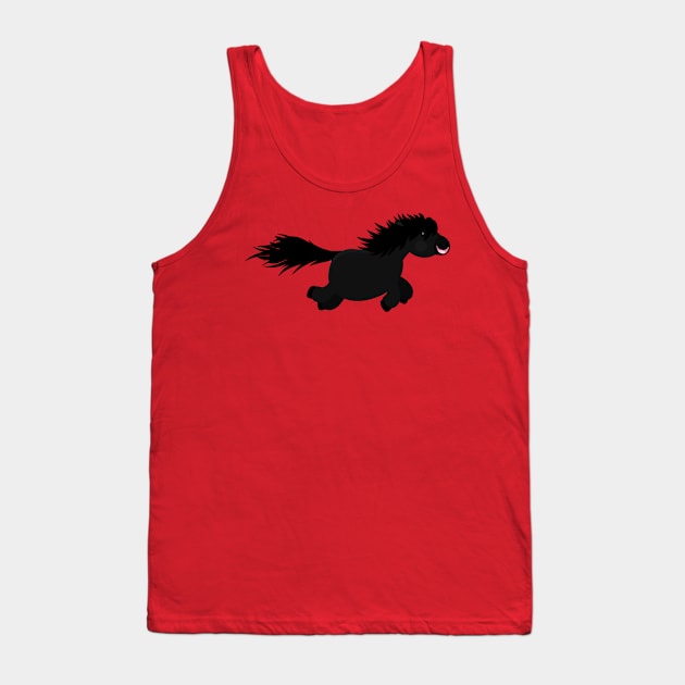 Cute running black Shetland pony cartoon illustration Tank Top by FrogFactory